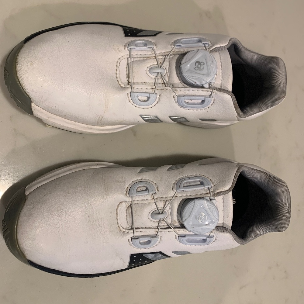Adidas Bounce White Black Golf Shoes Size 3.5 Adjustable